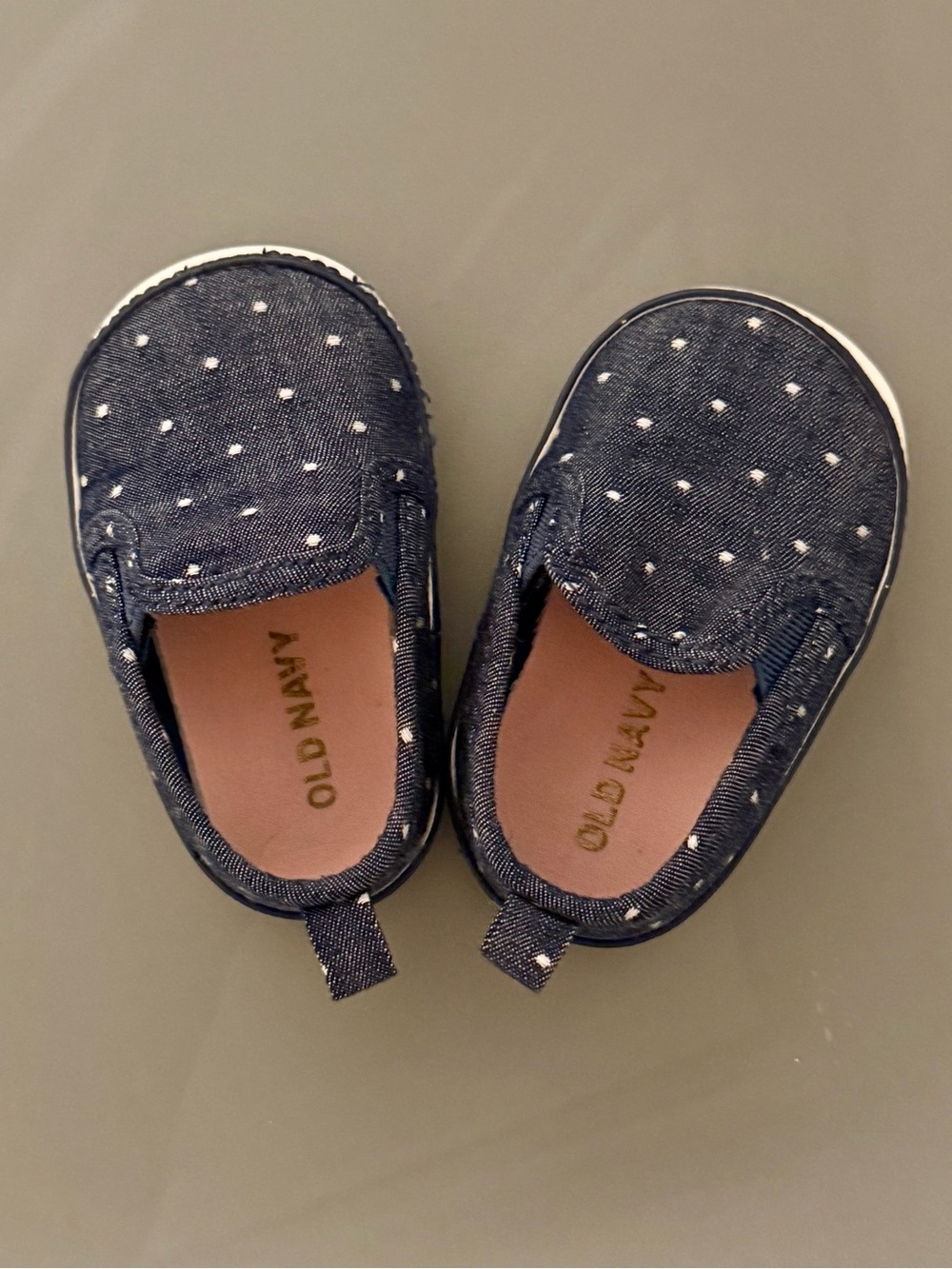 Old Navy Baby Denim Slip-On Shoes - Navy with White Dots 3-6mo